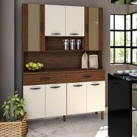 Armário De Cozinha Compacta 8 Portas 2 Gavetas Golden-cp-ripado Nogueira-off White-cp-ripado - 8