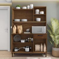 Armário De Cozinha Compacta 6 Portas 1 Gaveta Gênova-cp-ripado Nogueira-off White-cp-ripado - 3