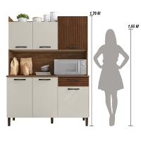 Armário De Cozinha Compacta 6 Portas 1 Gaveta Gênova-cp-ripado Nogueira-off White-cp-ripado