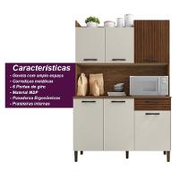 Armário De Cozinha Compacta 6 Portas 1 Gaveta Gênova-cp-ripado Nogueira-off White-cp-ripado - 6