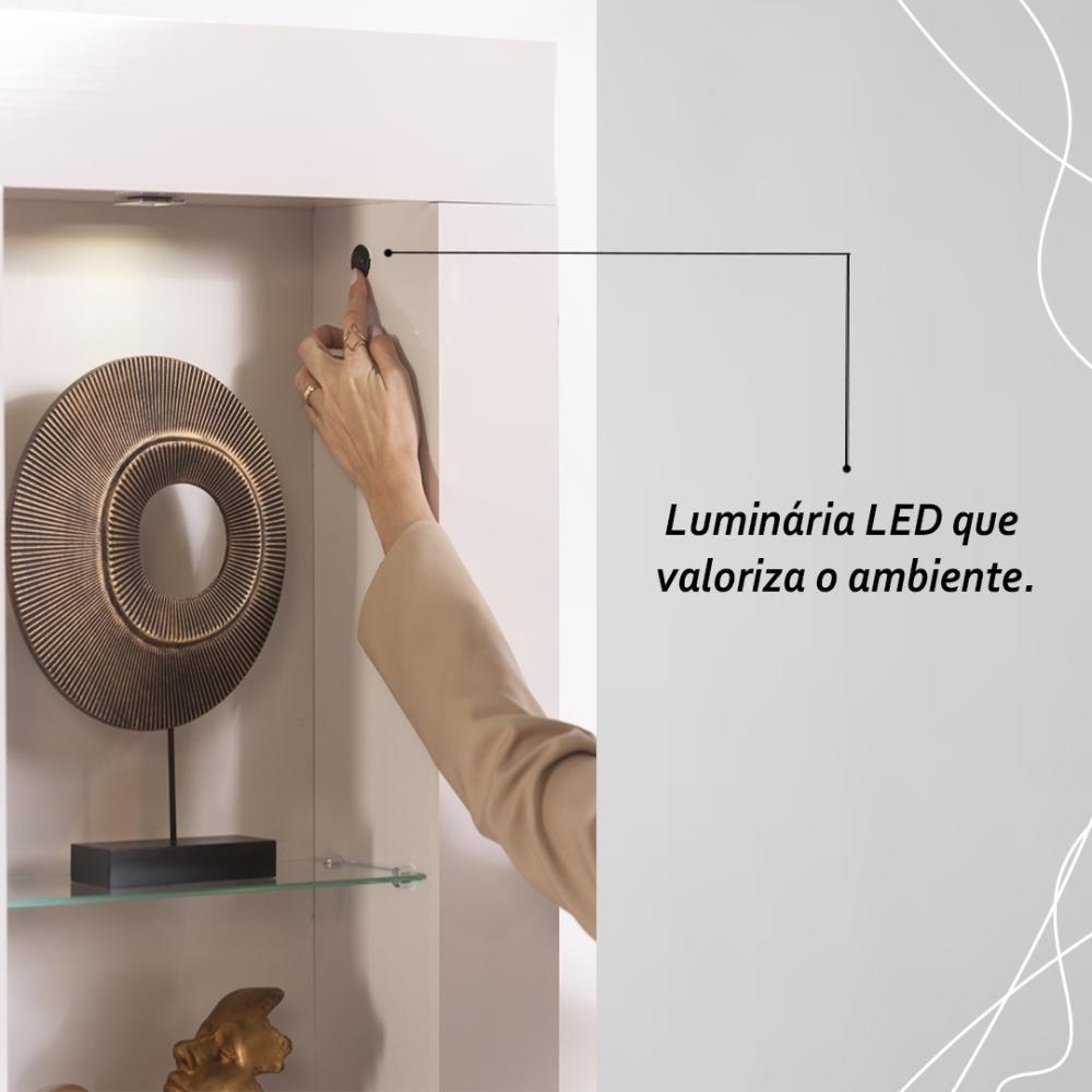 Estante Home Theater 1 Porta 2 Gavetas Com Led Le Mans - Cinamomo/off White - 4