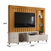 Estante Home Theater 1 Porta 2 Gavetas Com Led Le Mans - Cinamomo/off White - 2