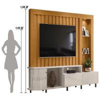 Estante Home Theater 1 Porta 2 Gavetas Com Led Le Mans - Cinamomo/off White - 3