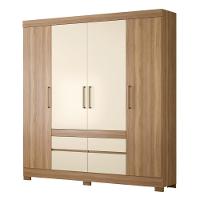 Guarda Roupa Casal 4 Portas E 4 Gavetas Bilbao Amêndola Touch-off White - 9