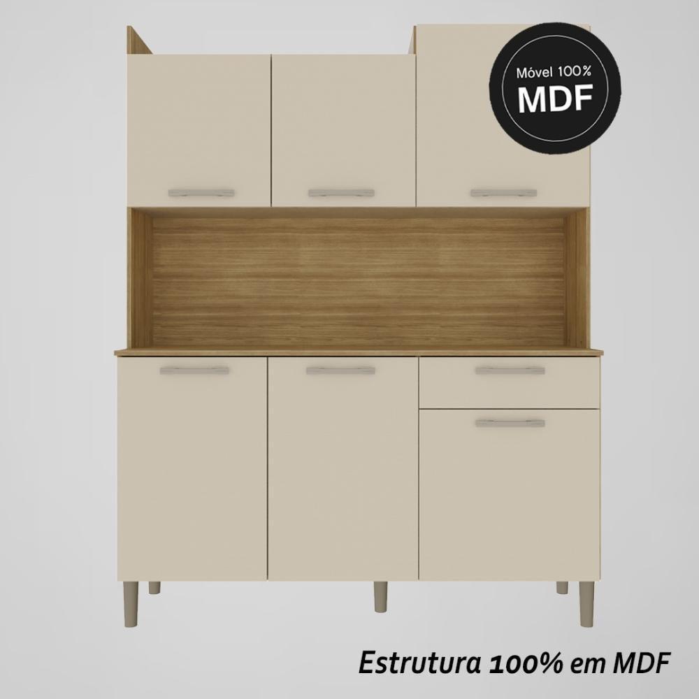 Armário De Cozinha Compacta Mdf 6 Portas 1 Gaveta Gênova Plus Freijó-soft - 4
