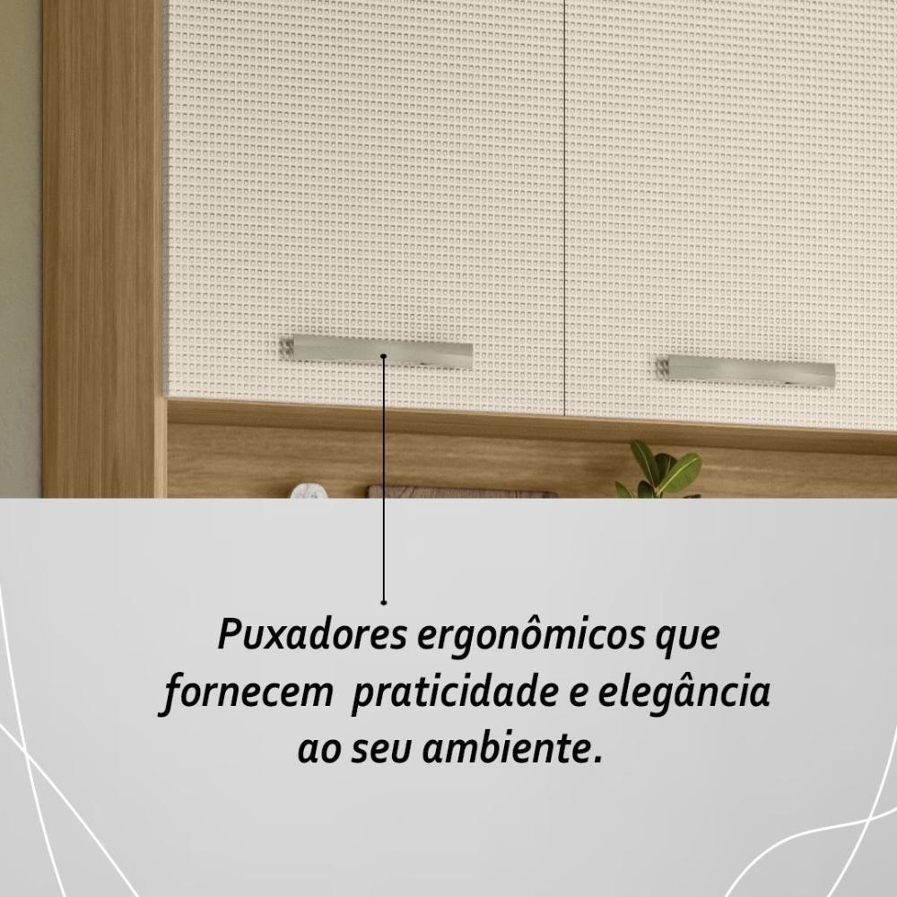 Armário De Cozinha Compacta Mdf 6 Portas 1 Gaveta Gênova Plus Freijó-soft - 6