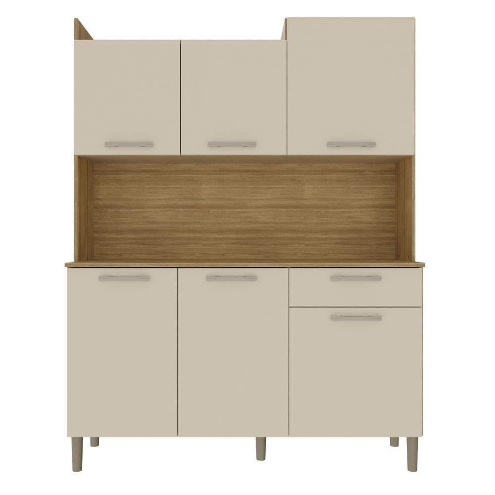 Armário De Cozinha Compacta Mdf 6 Portas 1 Gaveta Gênova Plus Freijó-soft - 9