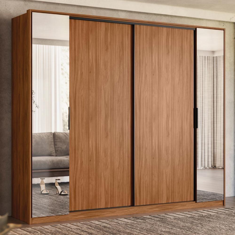 Guarda Roupa Casal 4 Portas Com Espelho E 4 Gavetas Laredo - Nogueira-nude Prime Tx - 1