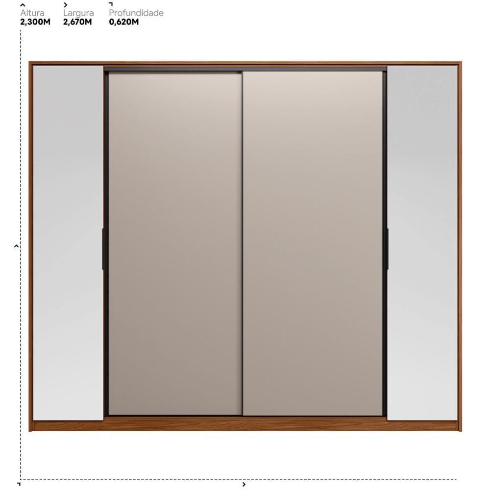 Guarda Roupa Casal 4 Portas Com Espelho E 4 Gavetas Laredo - Nogueira-nude Prime Tx - 2