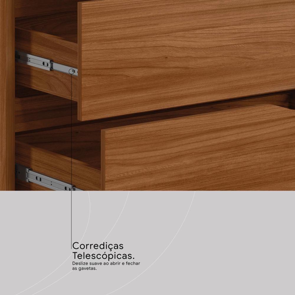 Guarda Roupa Casal 4 Portas Com Espelho E 4 Gavetas Laredo - Nogueira-nude Prime Tx - 9