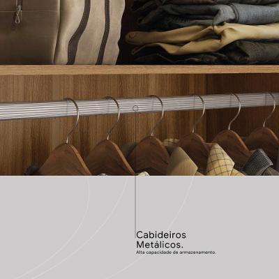 Guarda Roupa Casal Laredo 4 Portas de Correr 4 Gavetas Nogueira-nude Prime Tx MDP