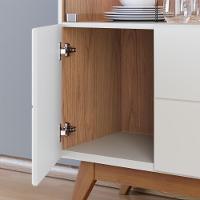 Cristaleira Com Portas De Vidro E Led Noronha Off White Matte/freijó - 8