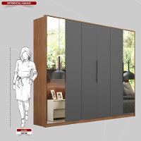 Guarda Roupa Casal 6 Portas Com Espelho E 6 Gavetas Atrice Amêndola-grafito - 5