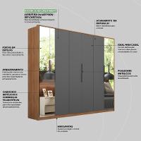 Guarda Roupa Casal 6 Portas Com Espelho E 6 Gavetas Atrice Amêndola-grafito - 6