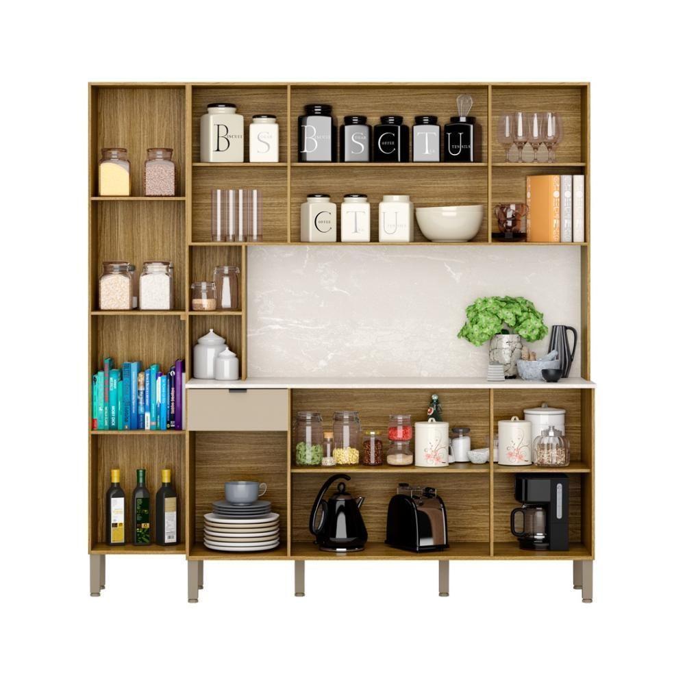 Armario De Cozinha Compacta 9 Portas 1 Gaveta Pulse Freijó-vanilla-riscatto - 2