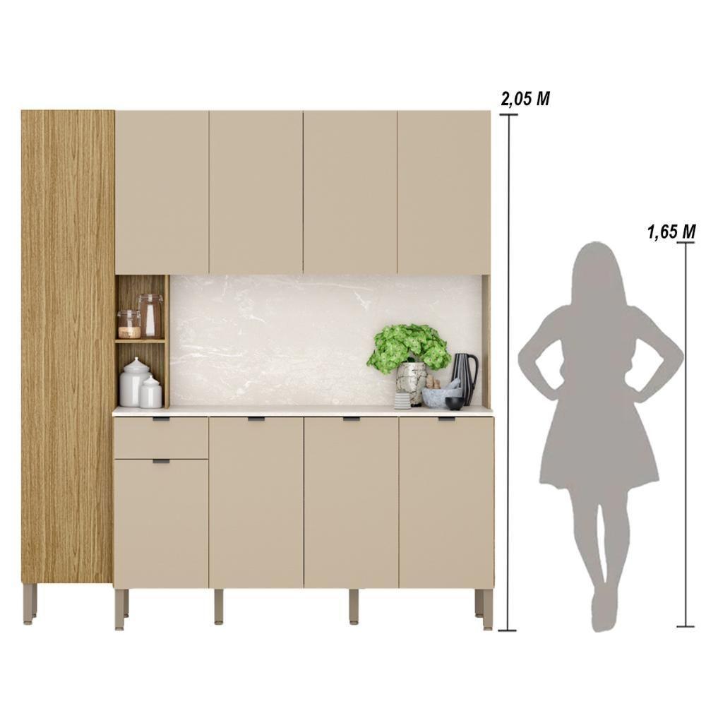 Armario De Cozinha Compacta 9 Portas 1 Gaveta Pulse Freijó-vanilla-riscatto - 3
