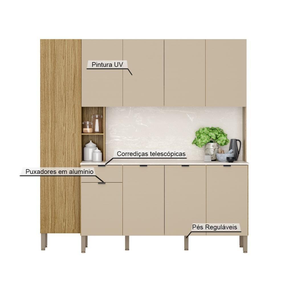 Armario De Cozinha Compacta 9 Portas 1 Gaveta Pulse Freijó-vanilla-riscatto - 7