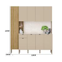 Armario De Cozinha Compacta 9 Portas 1 Gaveta Pulse Freijó-vanilla-riscatto