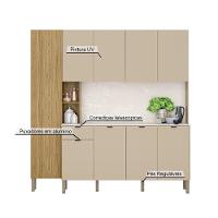 Armario De Cozinha Compacta 9 Portas 1 Gaveta Pulse Freijó-vanilla-riscatto - 7