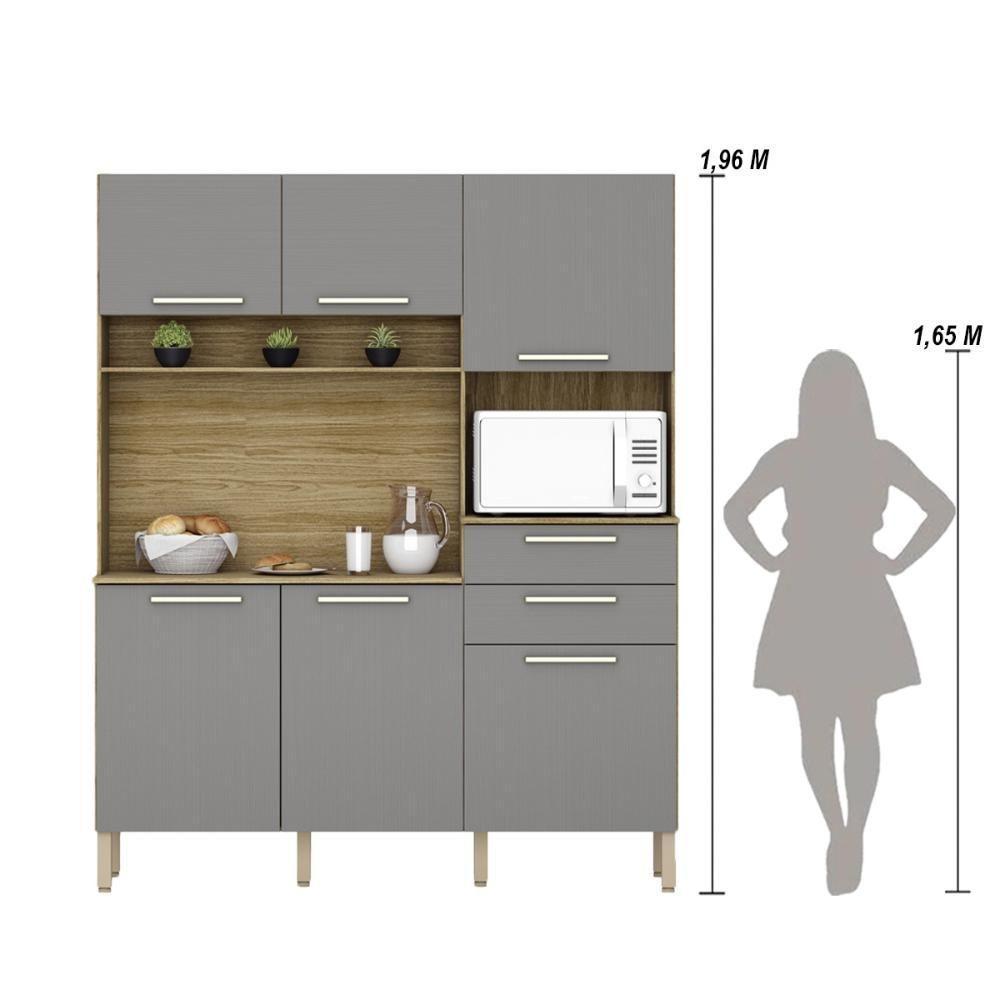 Armario De Cozinha Compacta 6 Portas 2 Gavetas Montesa Freijó-gris - 4