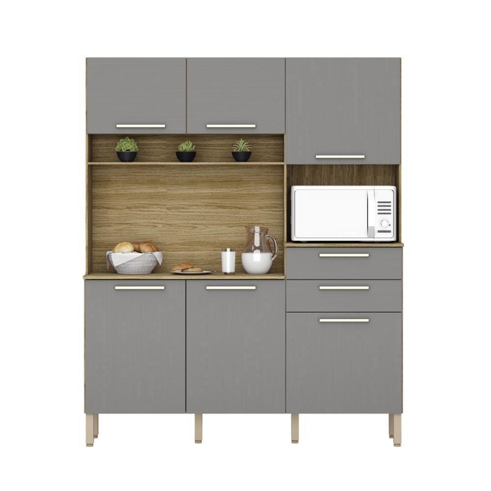 Armario De Cozinha Compacta 6 Portas 2 Gavetas Montesa Freijó-gris - 7