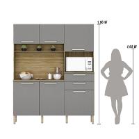 Armario De Cozinha Compacta 6 Portas 2 Gavetas Montesa Freijó-gris