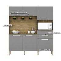 Armario De Cozinha Compacta 6 Portas 2 Gavetas Montesa Freijó-gris - 5