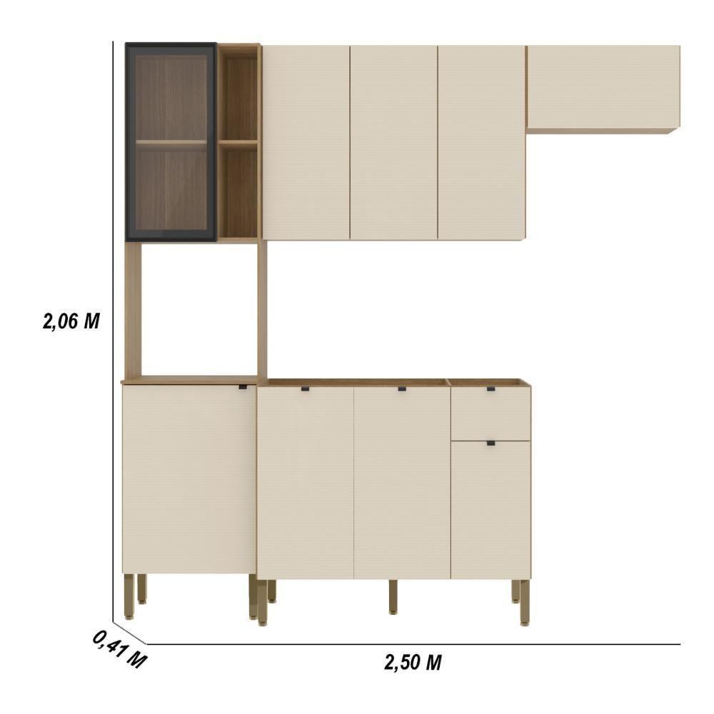 Armário De Cozinha Completa Com Balcão Para Pia Mdf 9 Portas Vert Plus Freijó-soft - 2