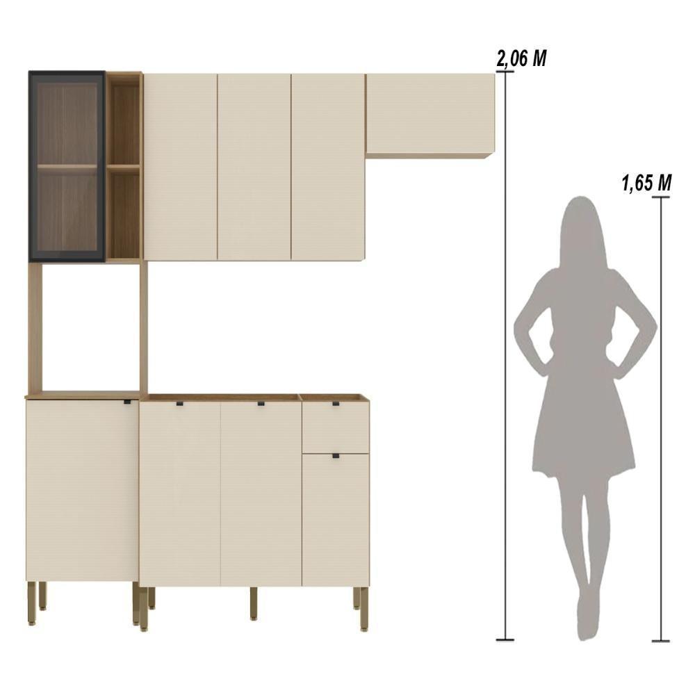 Armário De Cozinha Completa Com Balcão Para Pia Mdf 9 Portas Vert Plus Freijó-soft - 4