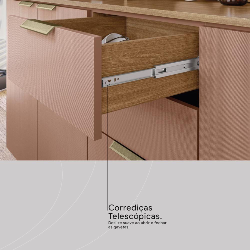 Armário De Cozinha Compacta 10 Portas 2 Gavetas Amora Amêndola Touch-marsala Prime Tx - 6