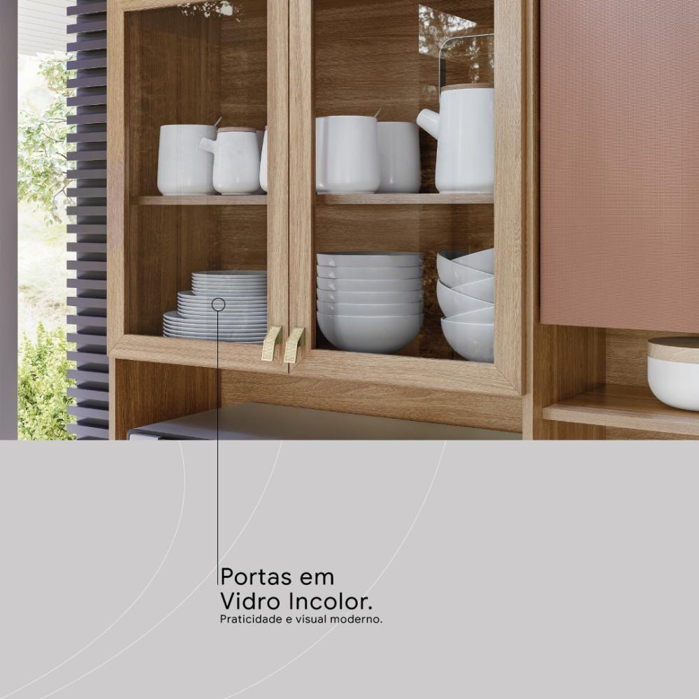 Armário De Cozinha Compacta 10 Portas 2 Gavetas Amora Amêndola Touch-marsala Prime Tx - 7