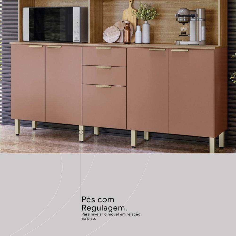 Armário De Cozinha Compacta 10 Portas 2 Gavetas Amora Amêndola Touch-marsala Prime Tx - 8