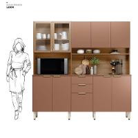 Armário De Cozinha Compacta 10 Portas 2 Gavetas Amora Amêndola Touch-marsala Prime Tx
