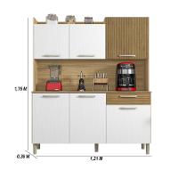 Armário De Cozinha Compacta 6 Portas 1 Gaveta Gênova Freijó-supremo-cp-ripado - 2