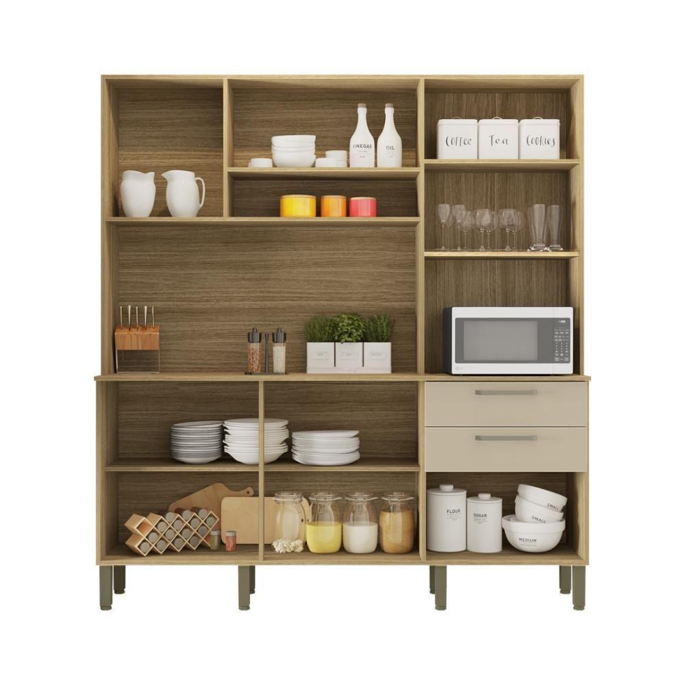 Armario De Cozinha Compacta 6 Portas 2 Gavetas Ferrara Freijó-vanilla - 3