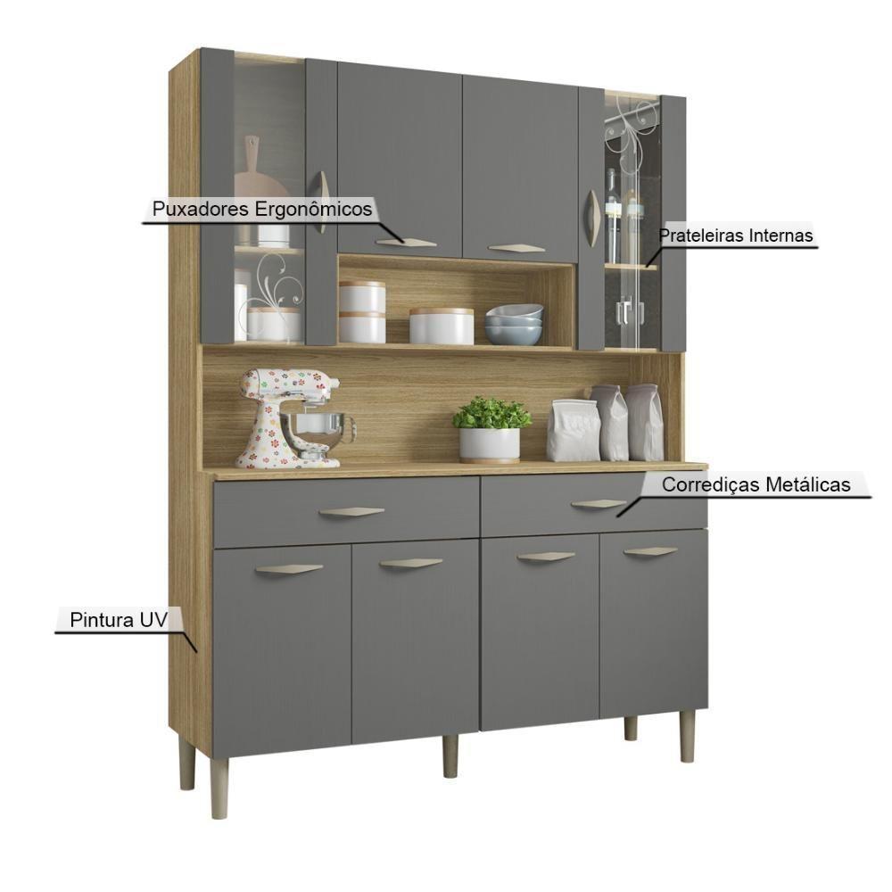 Armário De Cozinha Compacta 8 Portas 2 Gavetas Golden Freijó-gris - 4