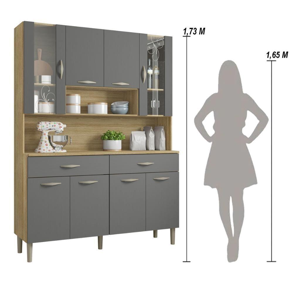 Armário De Cozinha Compacta 8 Portas 2 Gavetas Golden Freijó-gris - 7