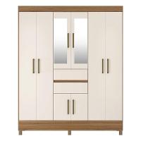 Guarda Roupa Casal 8 Portas Com Espelho E 2 Gavetas Paranaguá Amêndola Touch-off White - 6