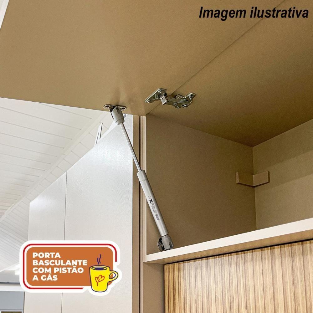 Armário De Cozinha Completa Com Balcão Com Tampo 12 Portas Urbane Freijó-vanilla-com Ripado - 6