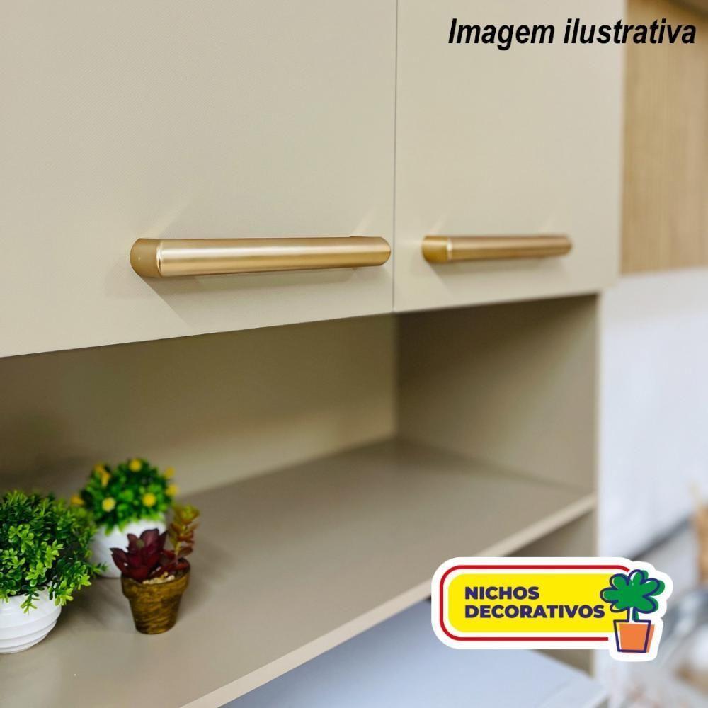 Armário De Cozinha Completa Com Balcão Com Tampo 12 Portas Urbane Freijó-vanilla-com Ripado - 9