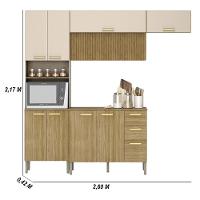 Armário De Cozinha Completa Com Balcão Com Tampo 12 Portas Urbane Freijó-vanilla-com Ripado - 2