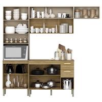 Armário De Cozinha Completa Com Balcão Com Tampo 12 Portas Urbane Freijó-vanilla-com Ripado - 3