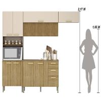 Armário De Cozinha Completa Com Balcão Com Tampo 12 Portas Urbane Freijó-vanilla-com Ripado