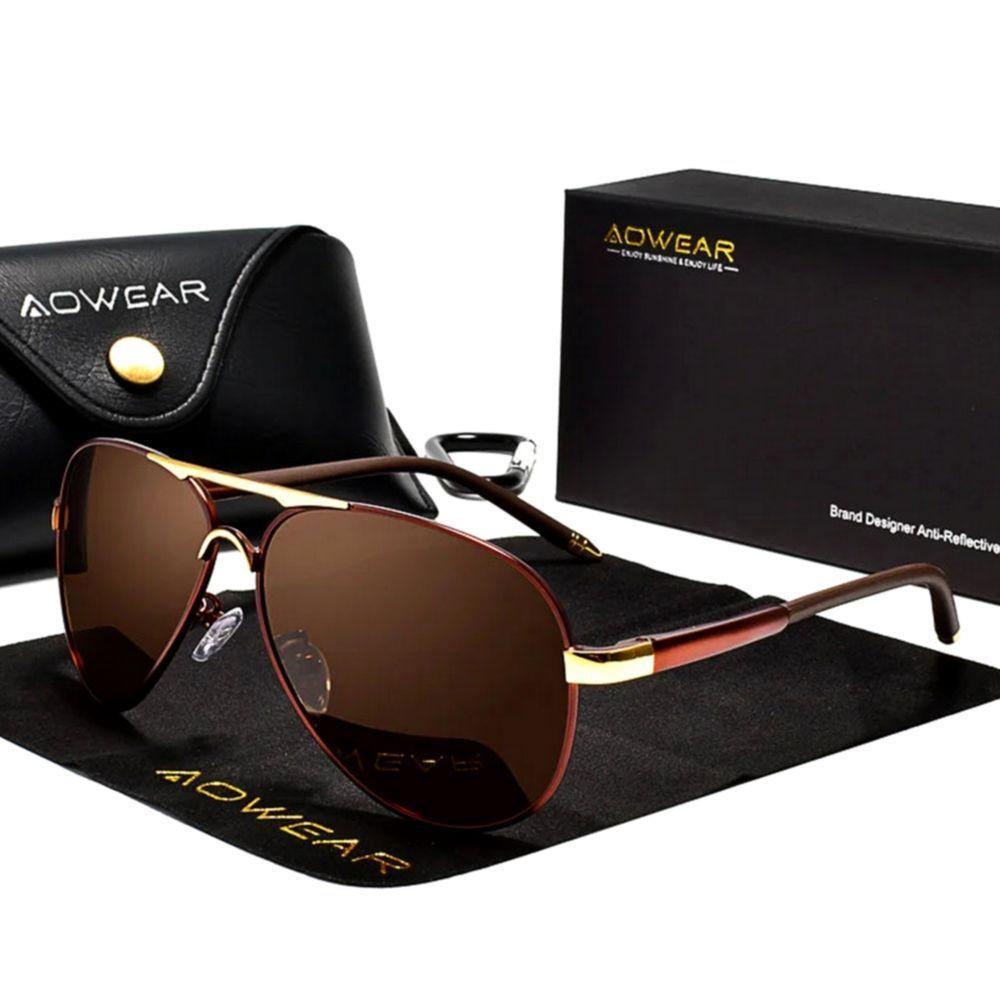 Óculos De Sol Polarizados Espelho Aviador Estilo Piloto Com Proteção Uv400 Vermelho - 1