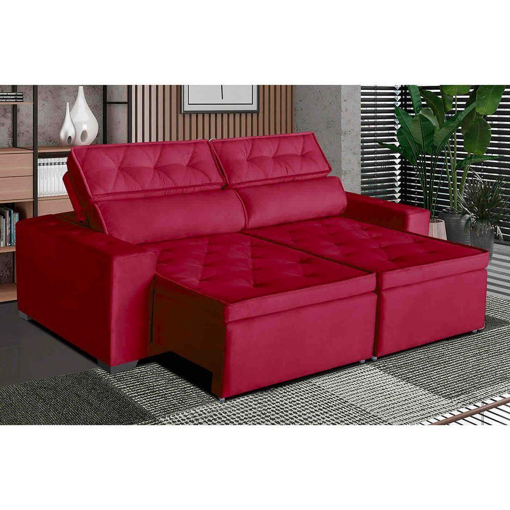 Sofá áustria 3 Lugares 1,80 Cm - De Casa Décor E Estofados Vermelho - 1