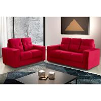 Sofá Roma 5 Lugares, Conjunto 3 E 2 - De Casa Décor E Estofados Vermelho - 1