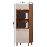 Paneleiro Pop Torre Quente 70cm Com 4 Portas E 2 Nichos Freijó/baunilha/freijó - 3