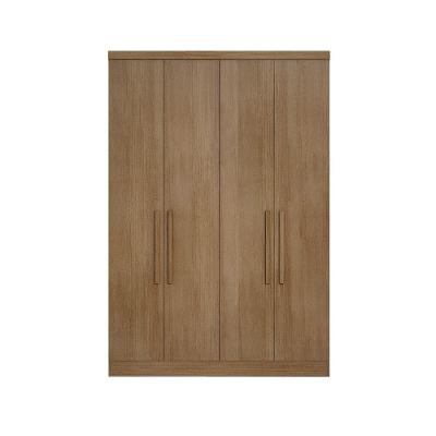 Guarda Roupa Casal Safira 4 Portas de Bater 3 Gavetas Cumaru MDF
