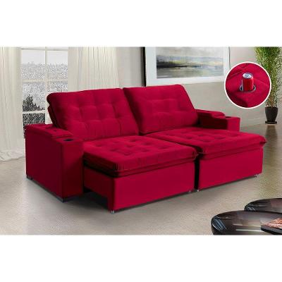 Sofá Londres Com Porta Copo 4 Lugares 2,00mt - De Casa Décor Estofados Vermelho