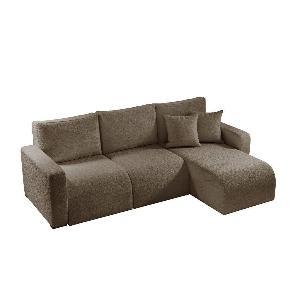 Sofá Living 90cm + 90cm Com Chaise Direito Meu Sofá Online B016 Veludo Marrom - 2